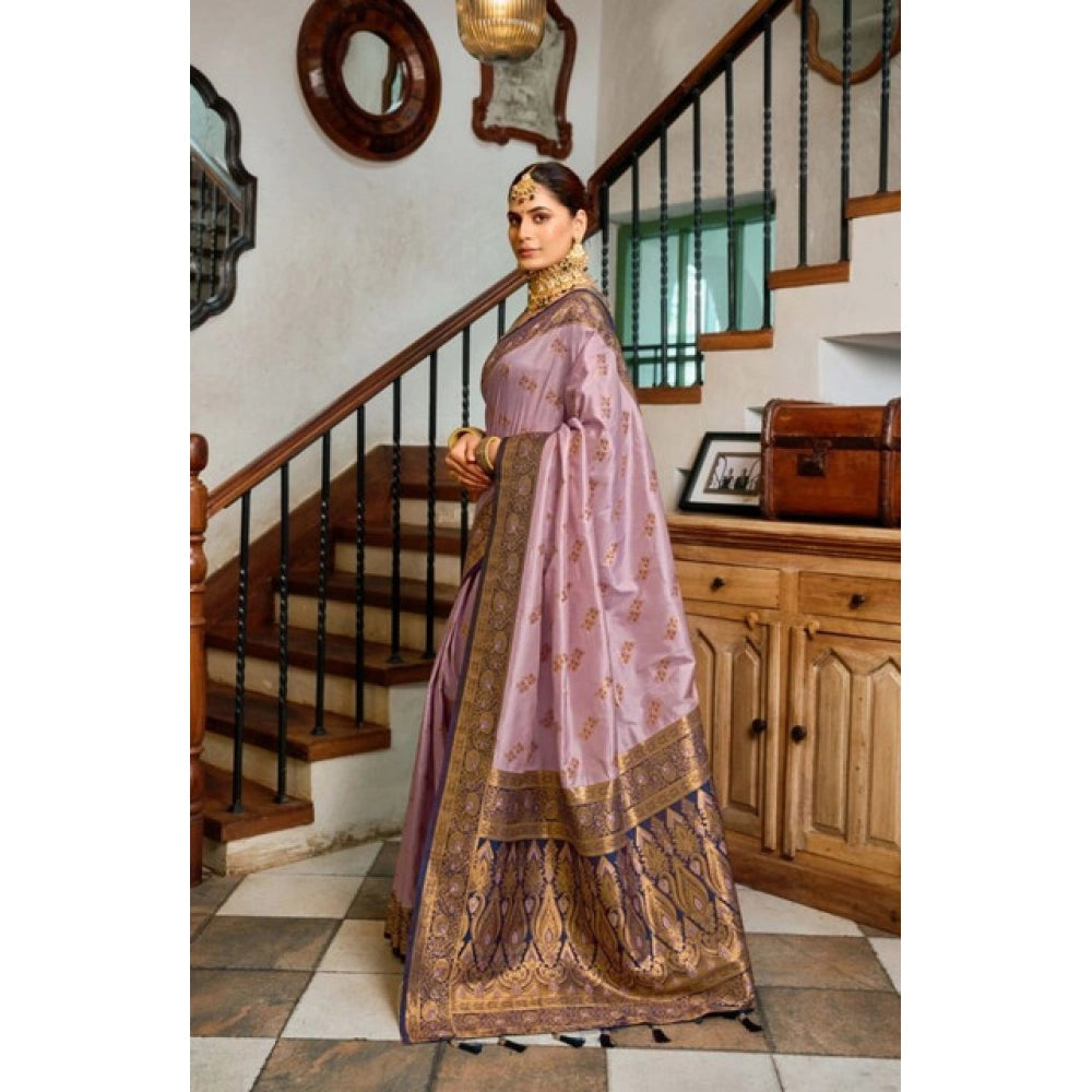 Women silk blend saree booti work ready to wear Indian traditional saree