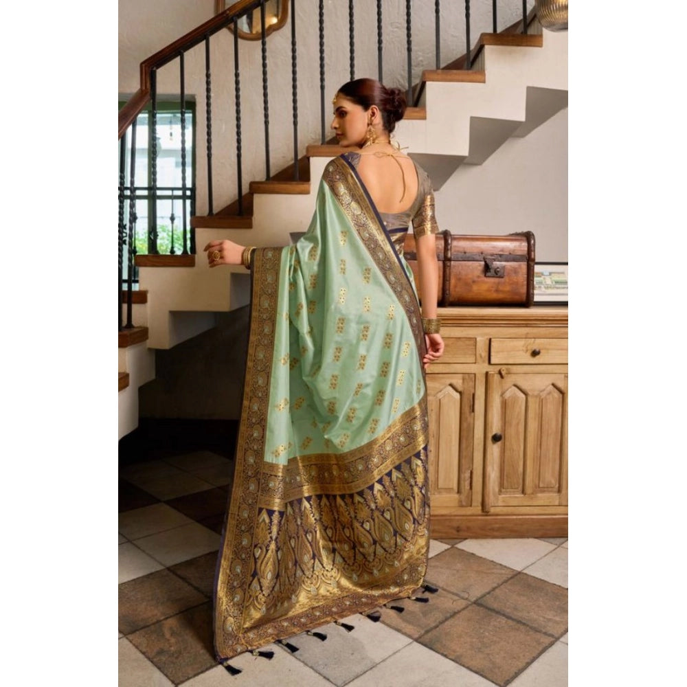 Women silk blend saree booti work ready to wear Indian traditional saree