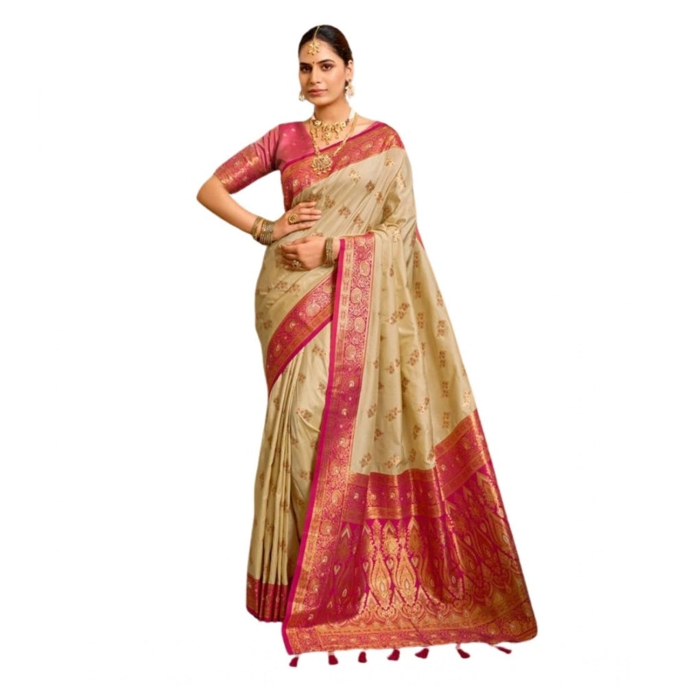 Women silk blend saree booti work ready to wear Indian traditional saree
