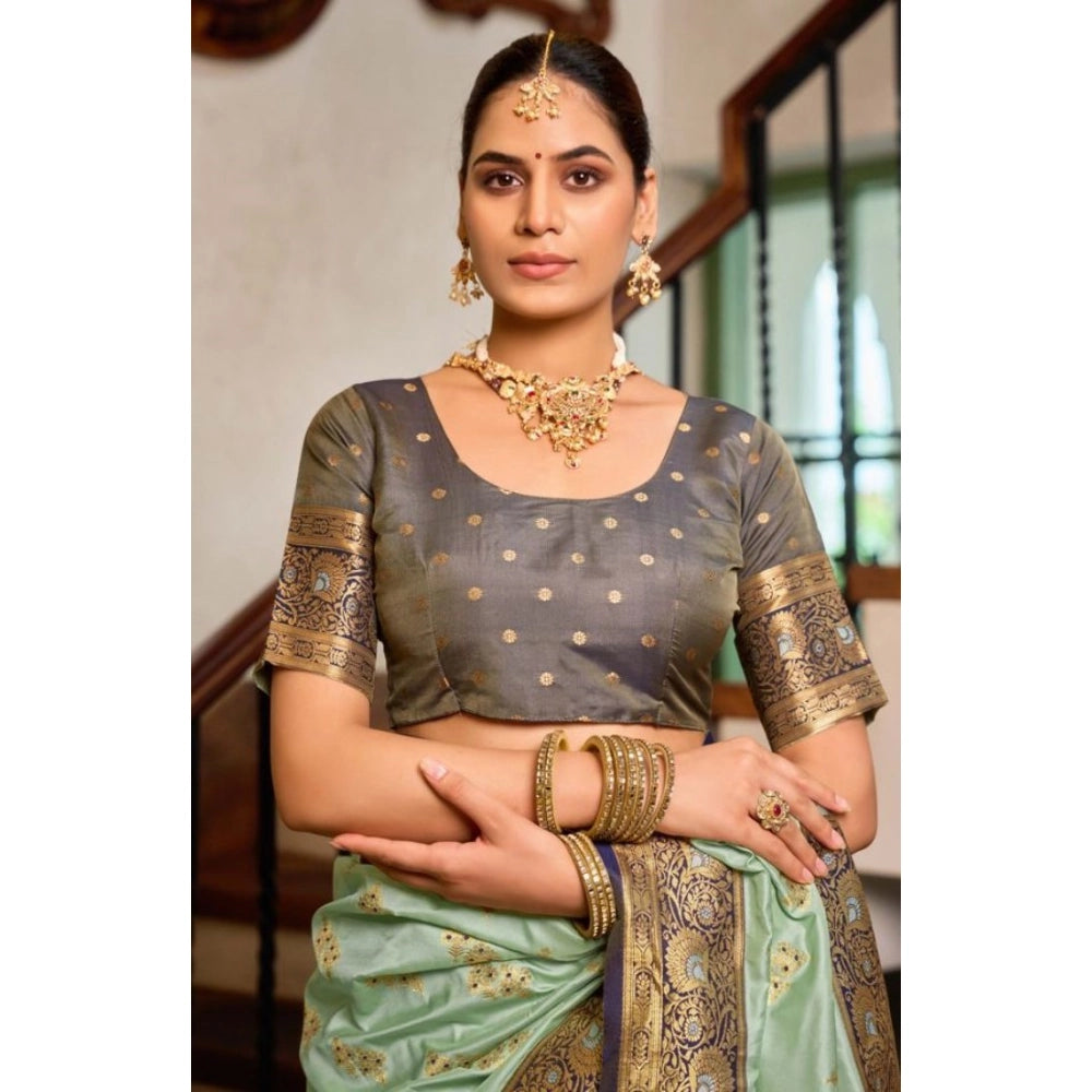 Women silk blend saree booti work ready to wear Indian traditional saree
