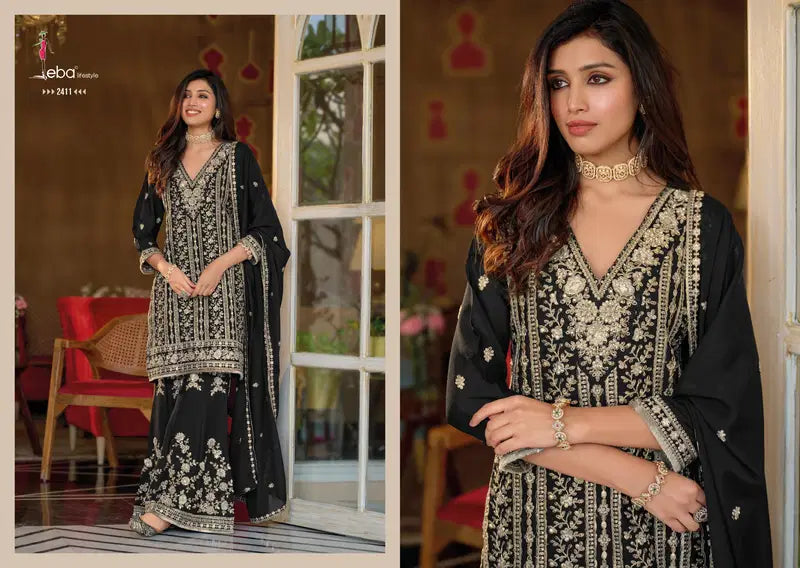 Women traditional chinon embroidered salwar suit set
