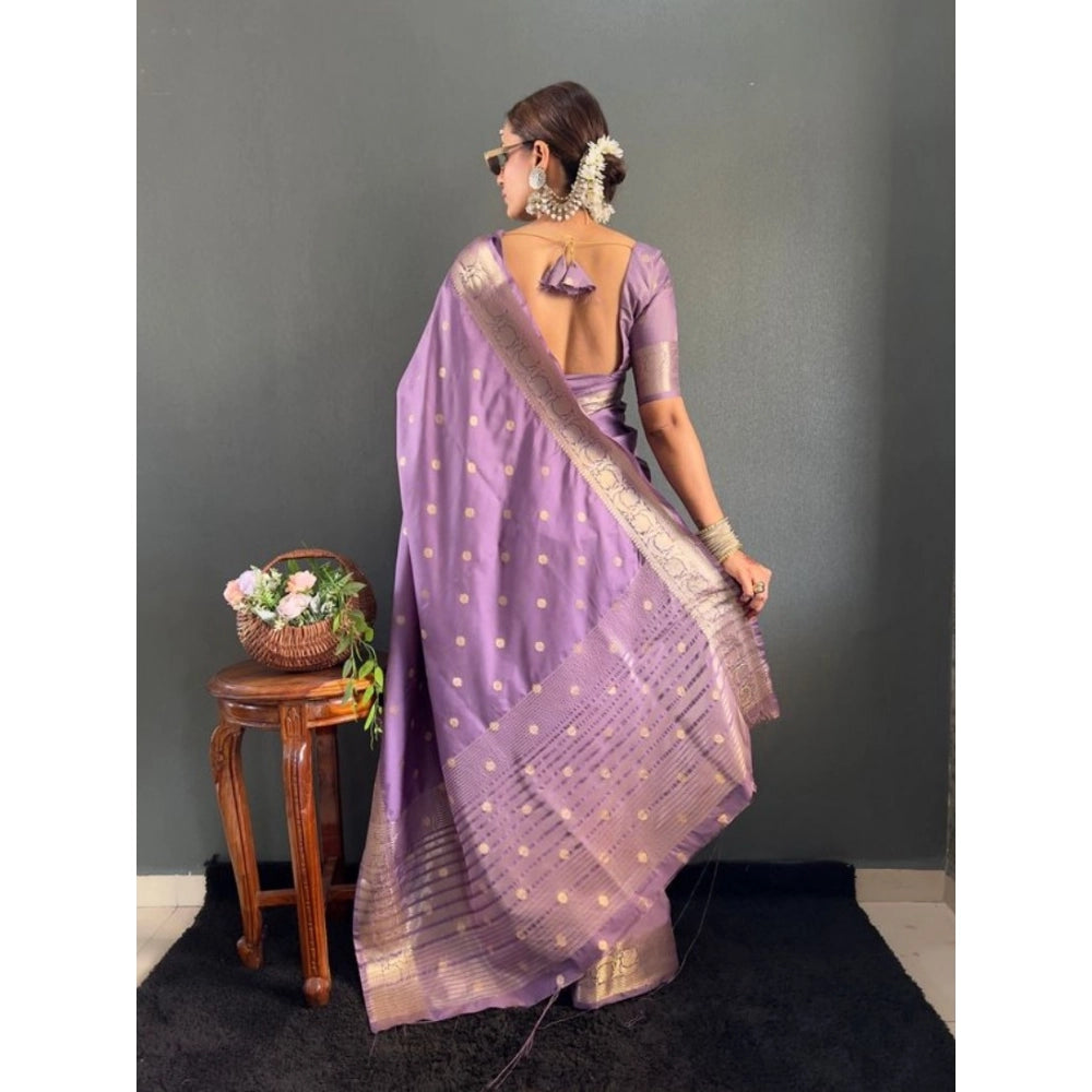 Women satin printed saree with border and unstitched blouse