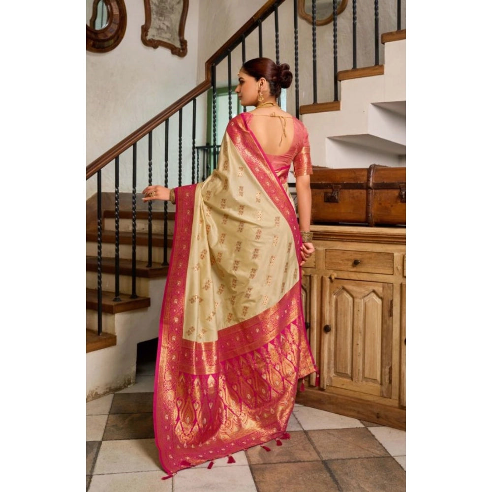 Women silk blend saree booti work ready to wear Indian traditional saree