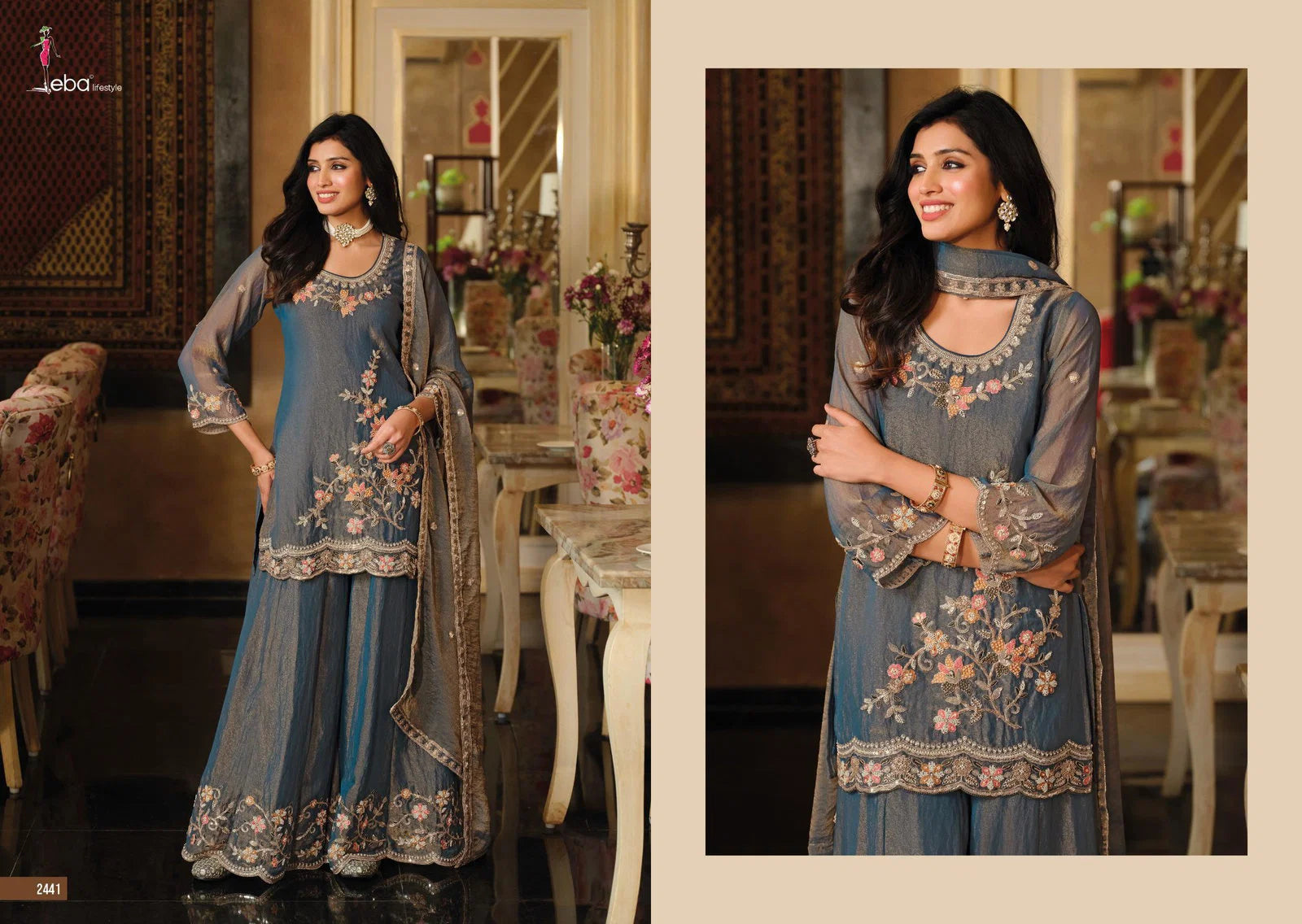 Women traditional salwar kameez thread work with dupatta set