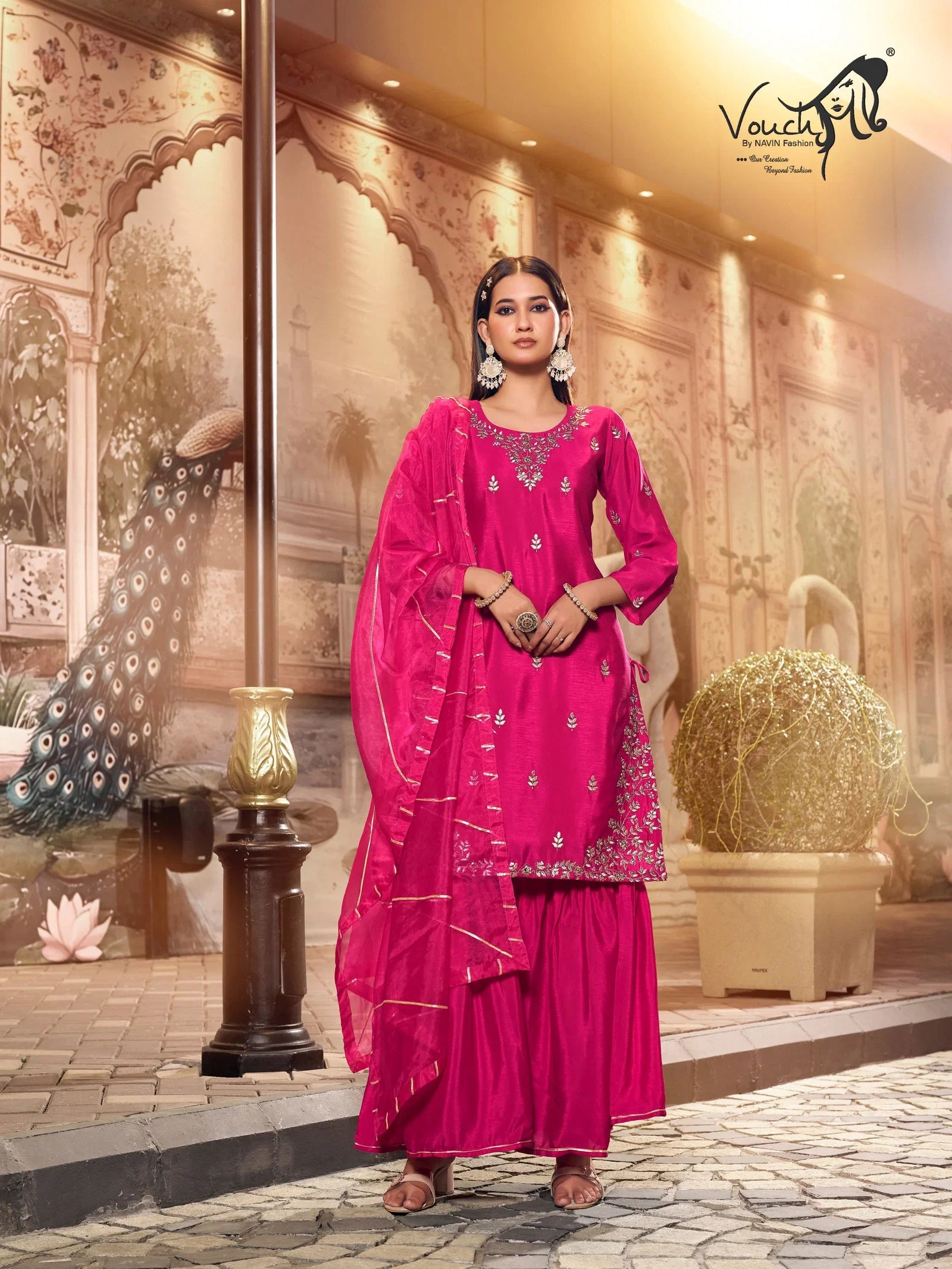 Women traditional Pink long dress suit with dupatta, wedding Indian dresses