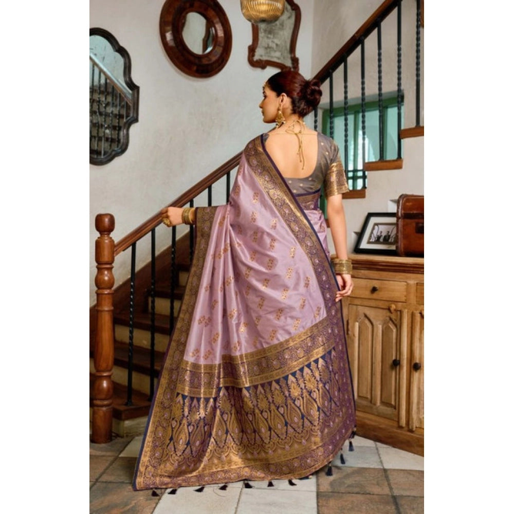 Women silk blend saree booti work ready to wear Indian traditional saree