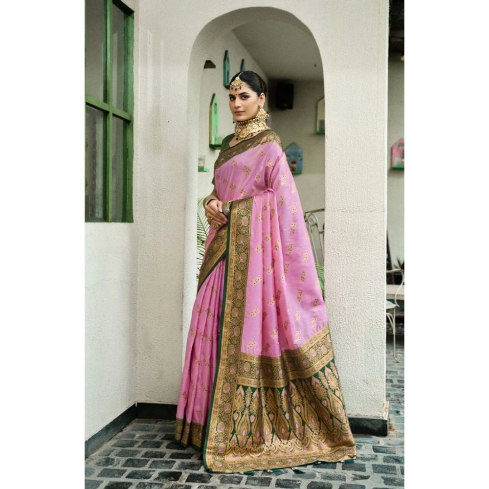 Women silk blend saree booti work ready to wear Indian traditional saree