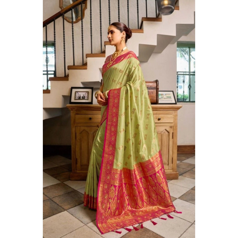 Women silk blend saree booti work ready to wear Indian traditional saree