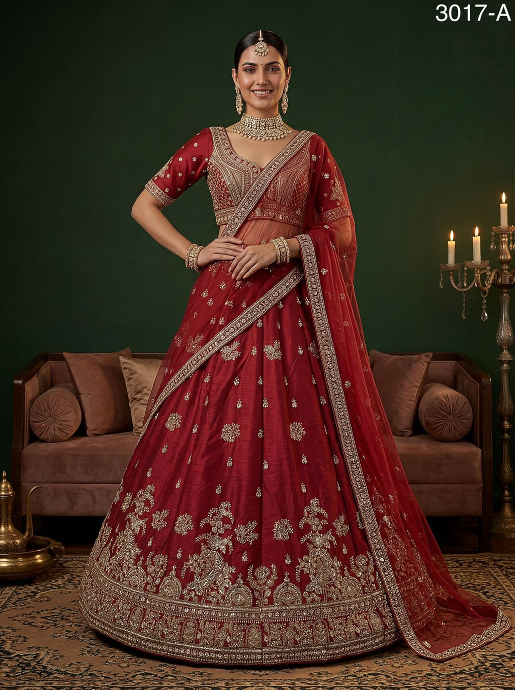 Women Indian traditional wedding lehenga choli with net dupatta long dress