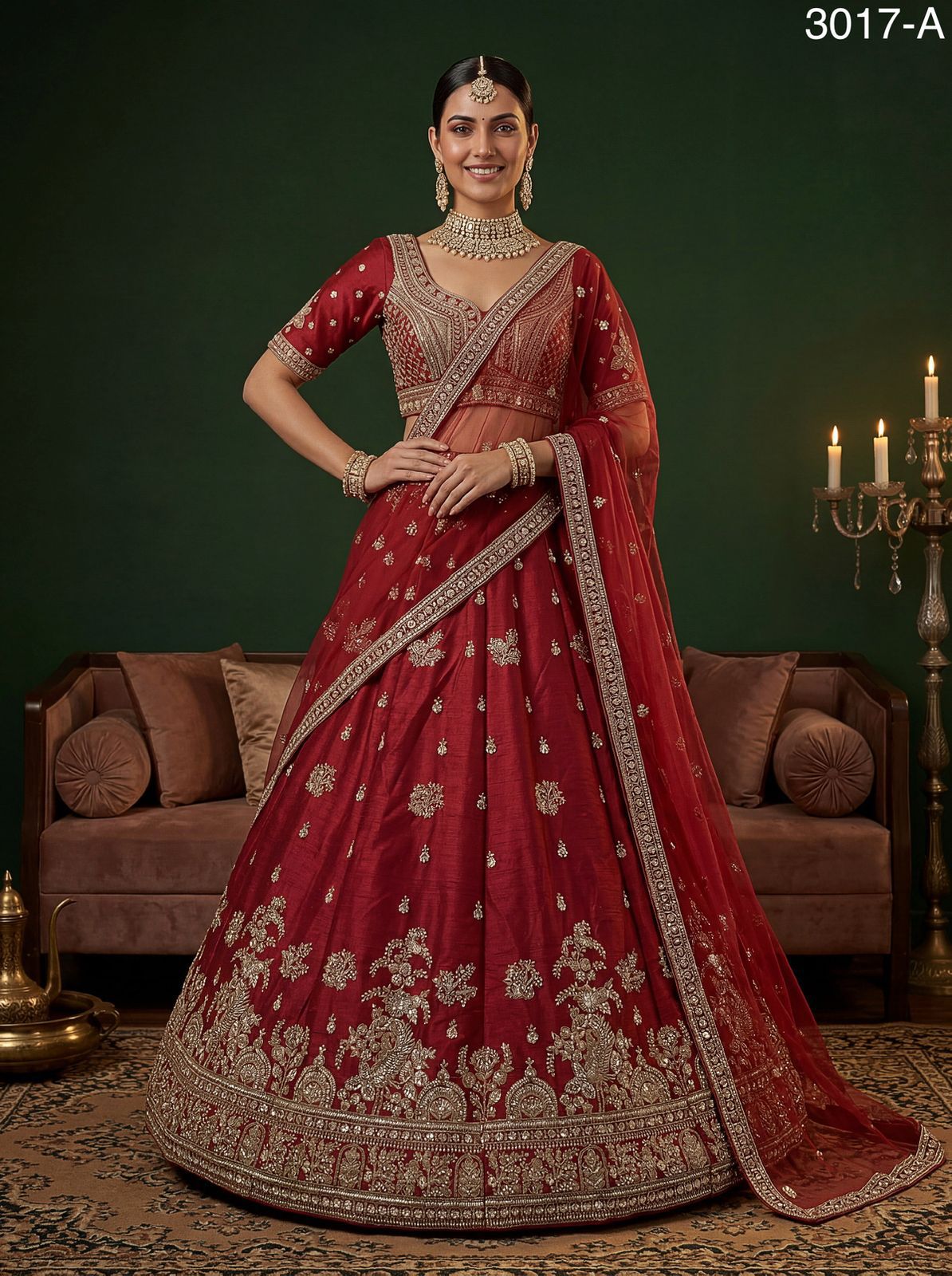 Women Indian traditional wedding lehenga choli with net dupatta long dress