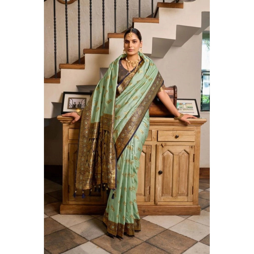Women silk blend saree booti work ready to wear Indian traditional saree