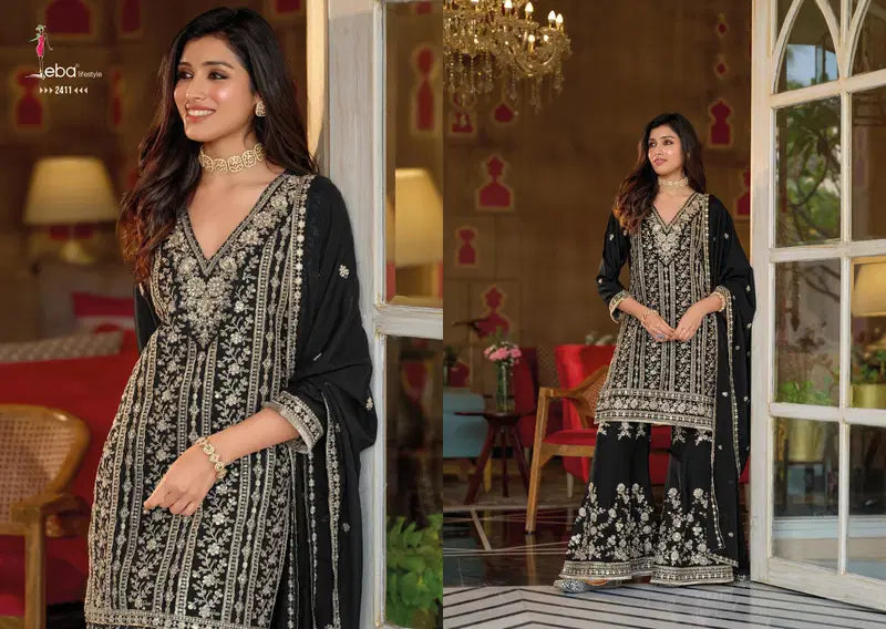 Women traditional chinon embroidered salwar suit set