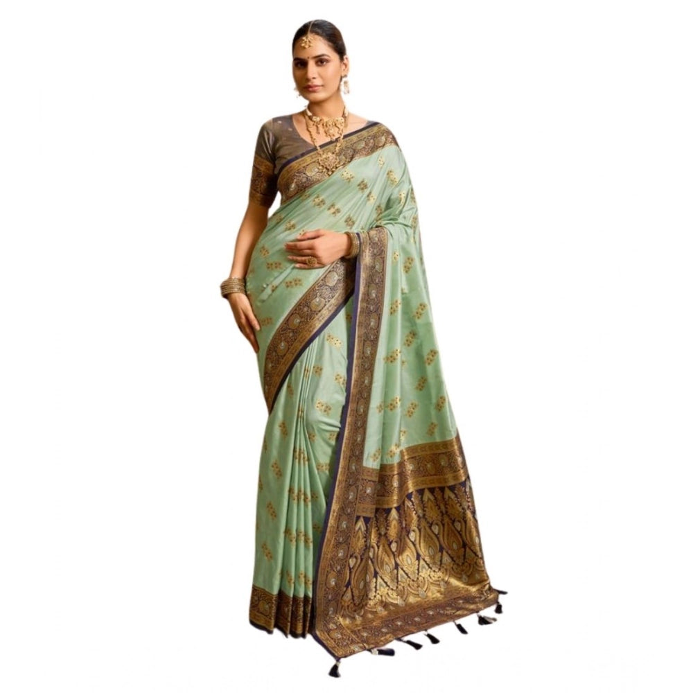 Women silk blend saree booti work ready to wear Indian traditional saree