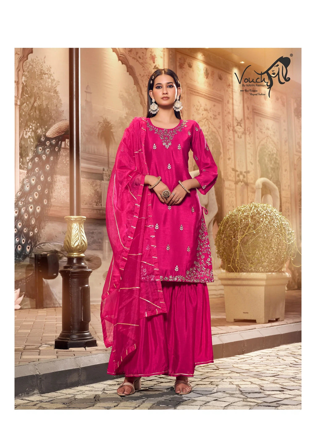 Women traditional Pink long dress suit with dupatta, wedding Indian dresses