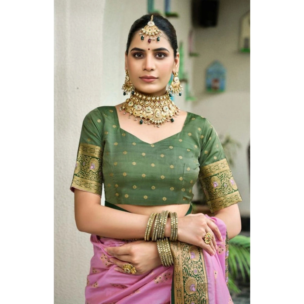 Women silk blend saree booti work ready to wear Indian traditional saree