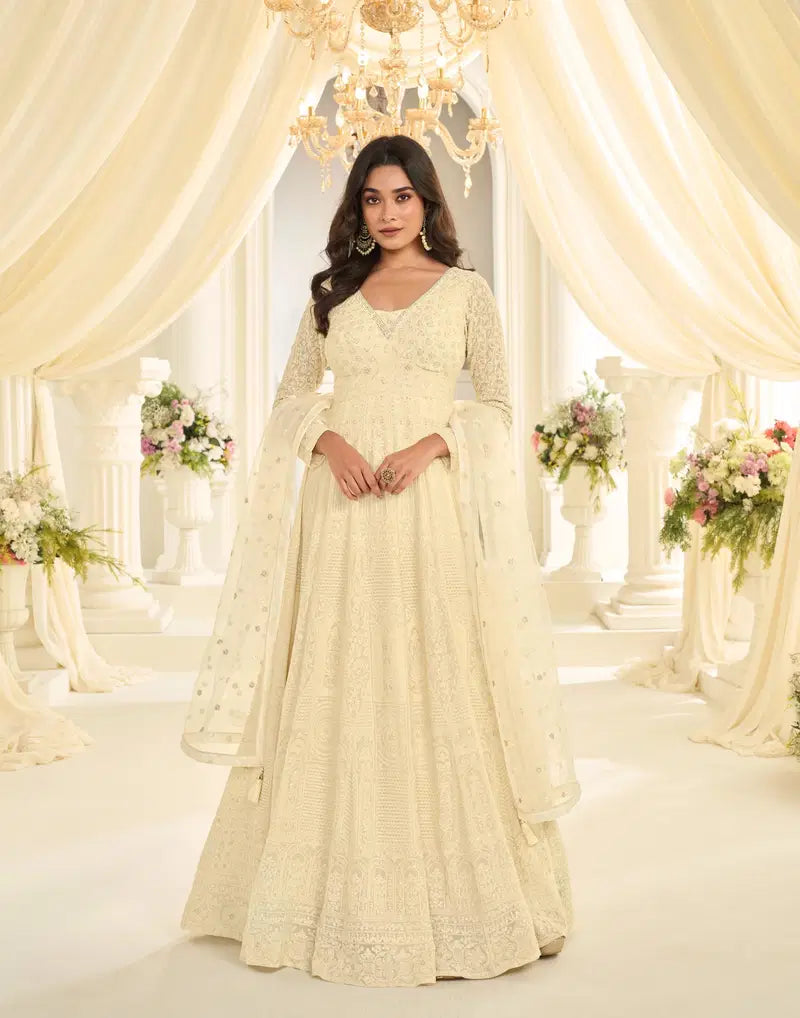 Women traditional Indian gown with embroidered dupatta set anarkali dress