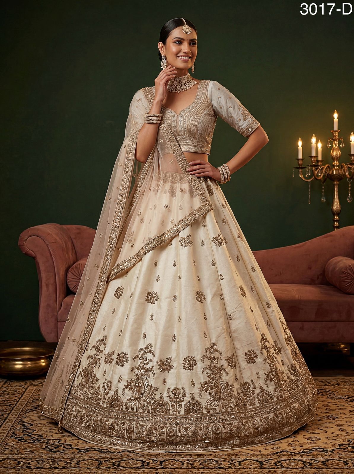 Women Indian traditional wedding lehenga choli with net dupatta long dress