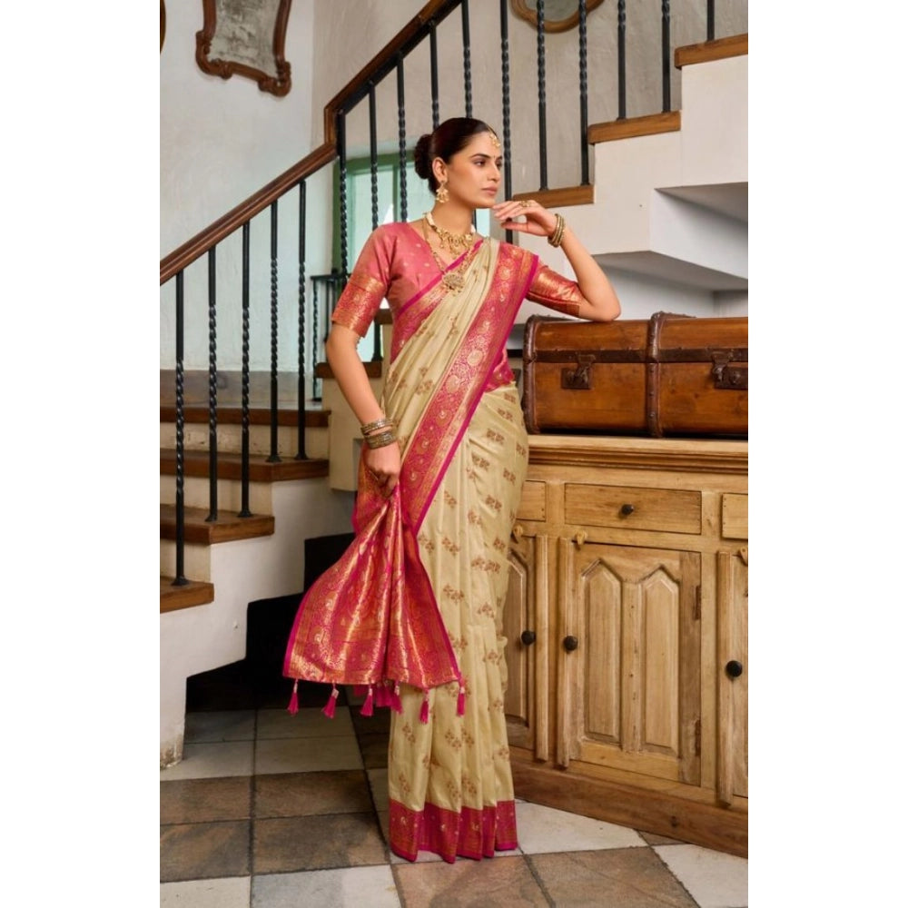 Women silk blend saree booti work ready to wear Indian traditional saree