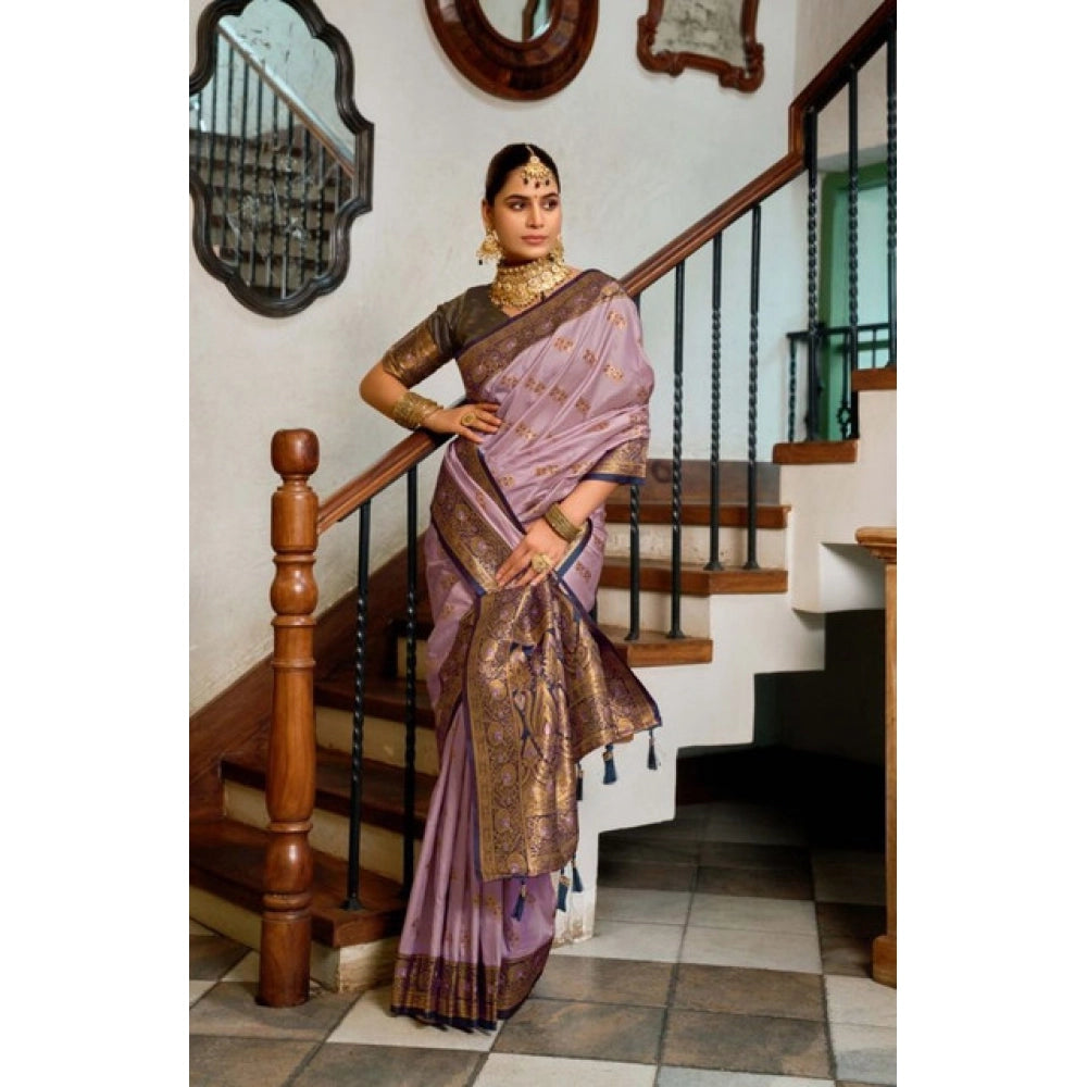 Women silk blend saree booti work ready to wear Indian traditional saree