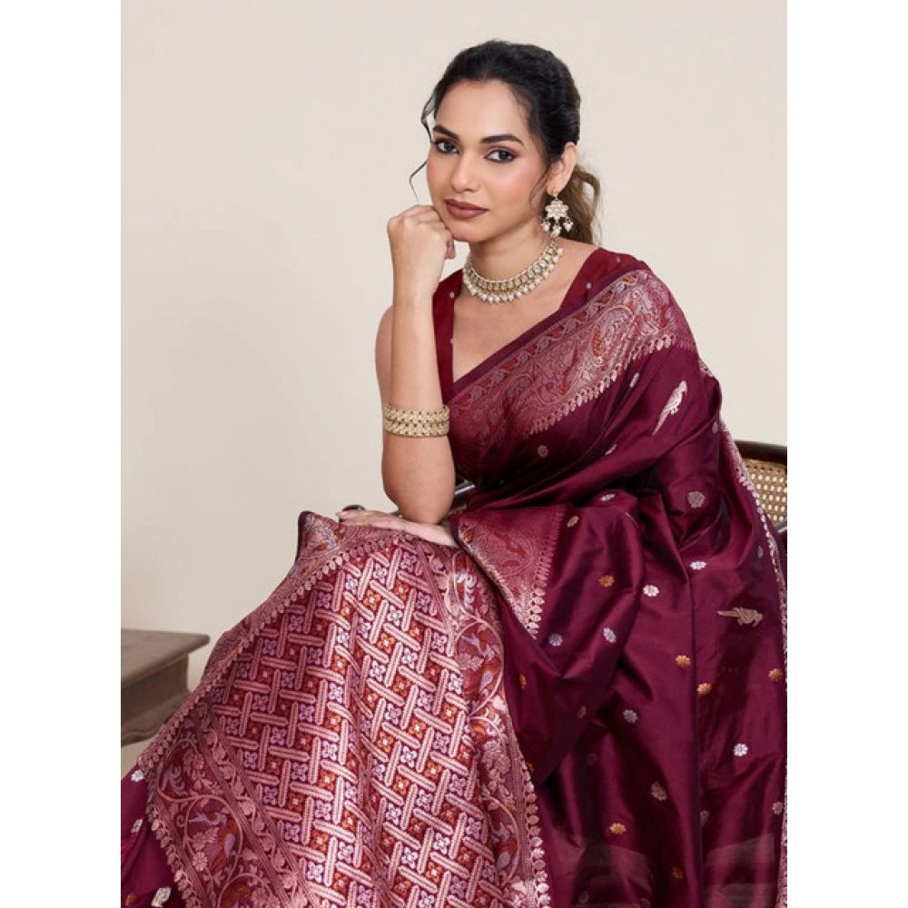 Women traditional jacquard woven saree for wedding, festivals and events women clothing