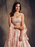 Women floral print lehenga choli with embroidered dupatta Indian traditional dresses