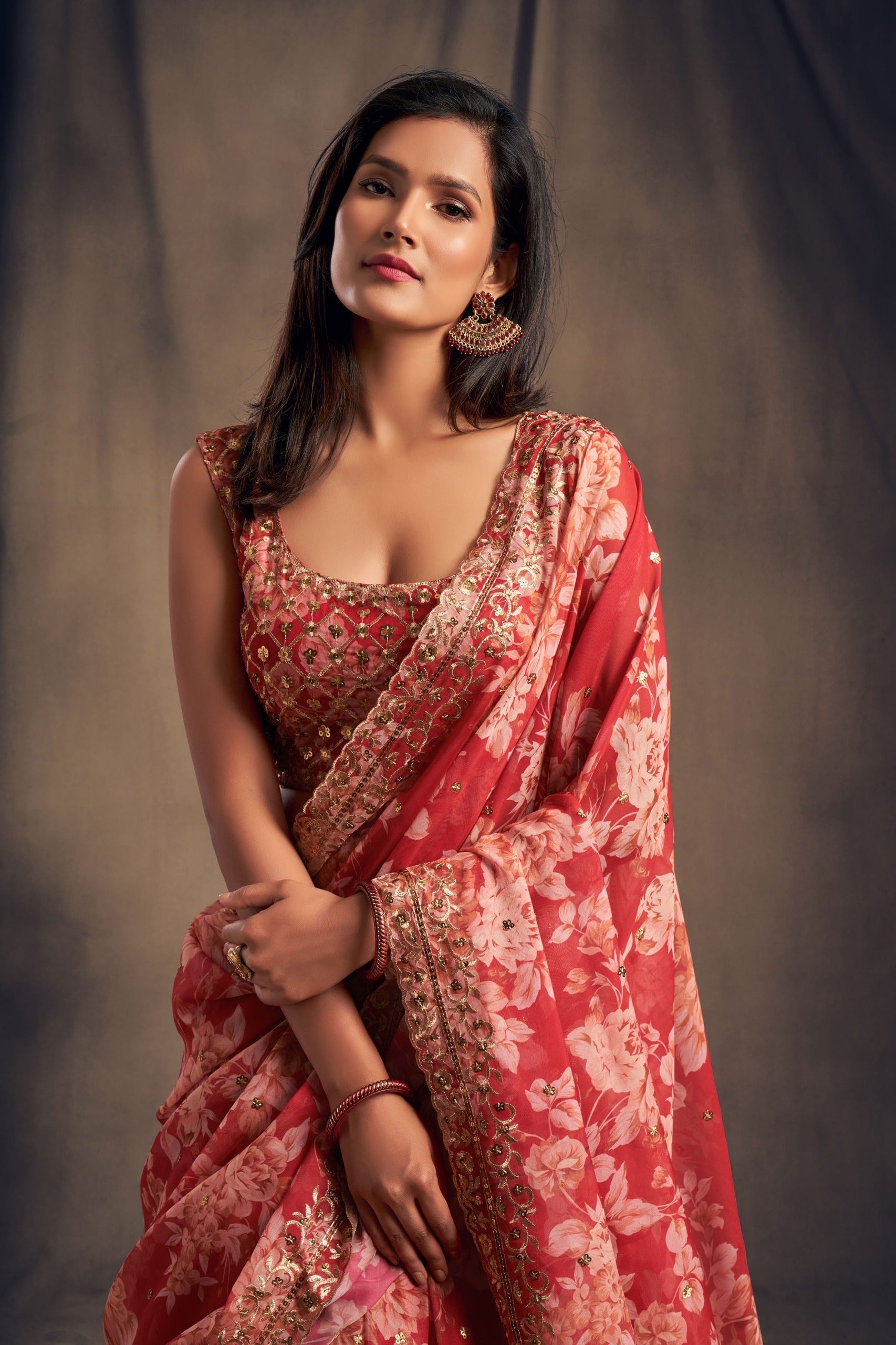 Women floral print lehenga choli with embroidered dupatta Indian traditional dresses