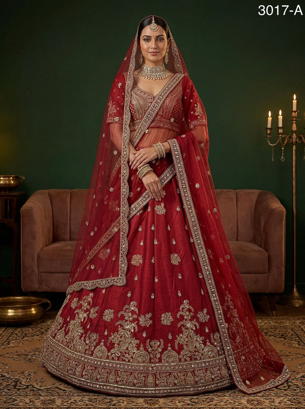 Women Indian traditional wedding lehenga choli with net dupatta long dress