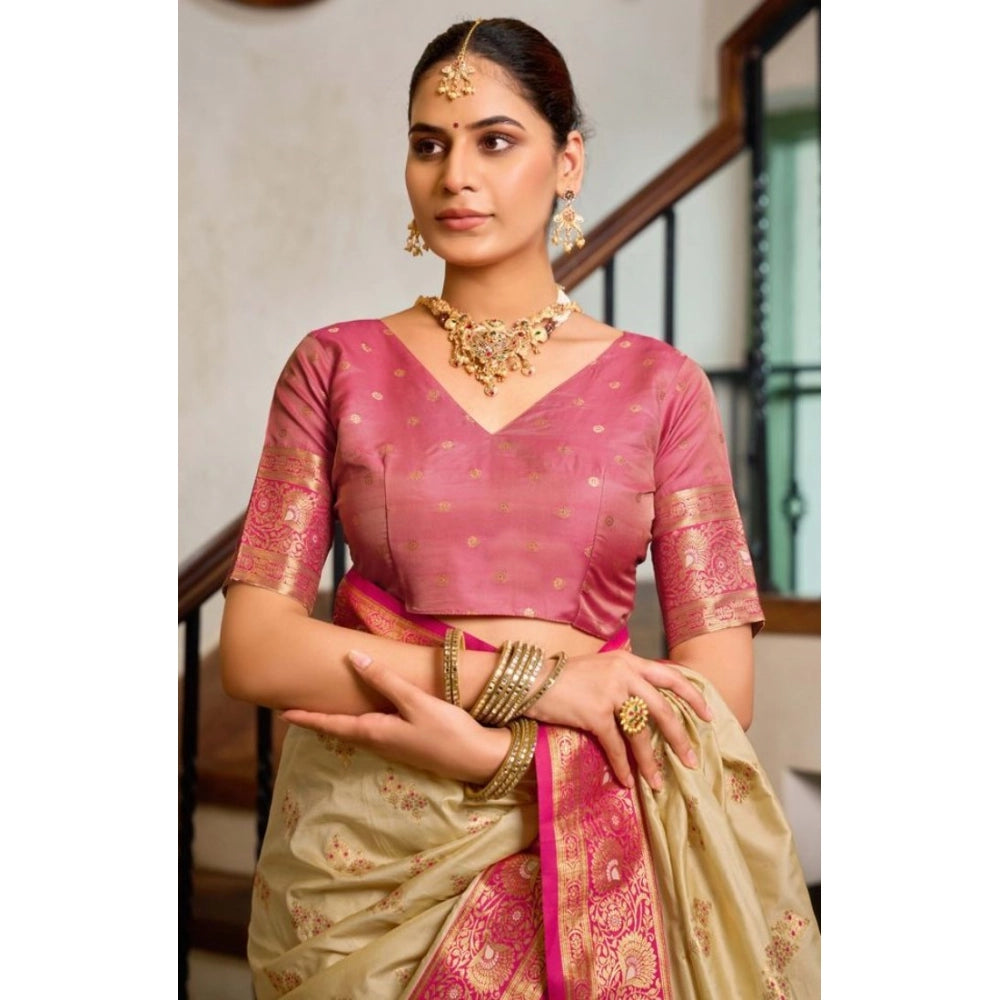 Women silk blend saree booti work ready to wear Indian traditional saree