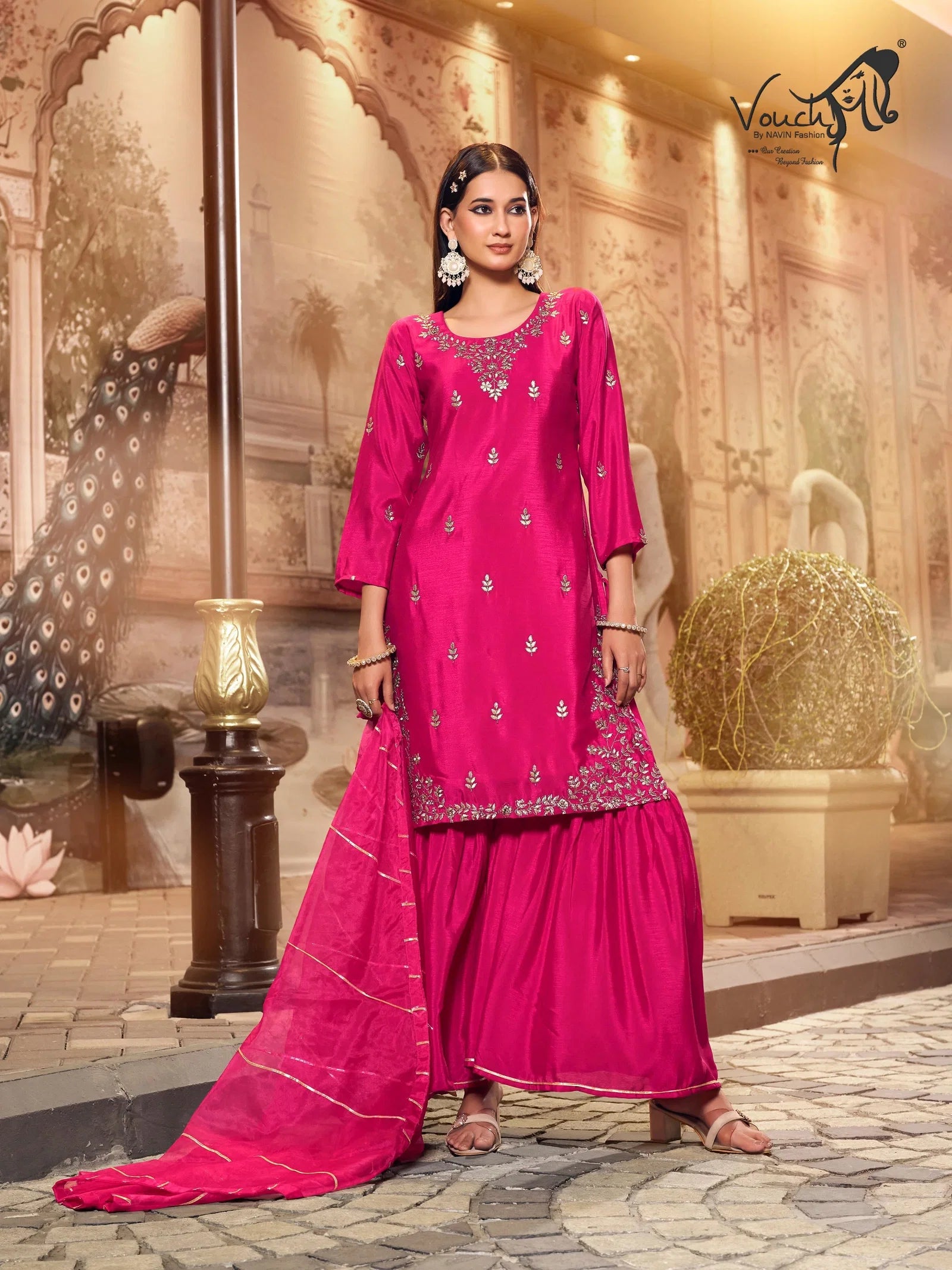 Women traditional Pink long dress suit with dupatta, wedding Indian dresses