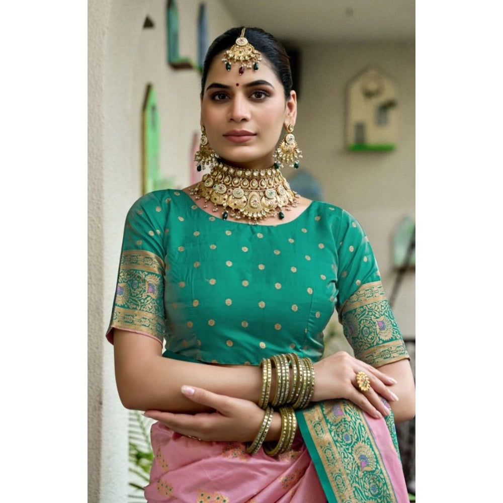 Women silk blend saree booti work ready to wear Indian traditional saree