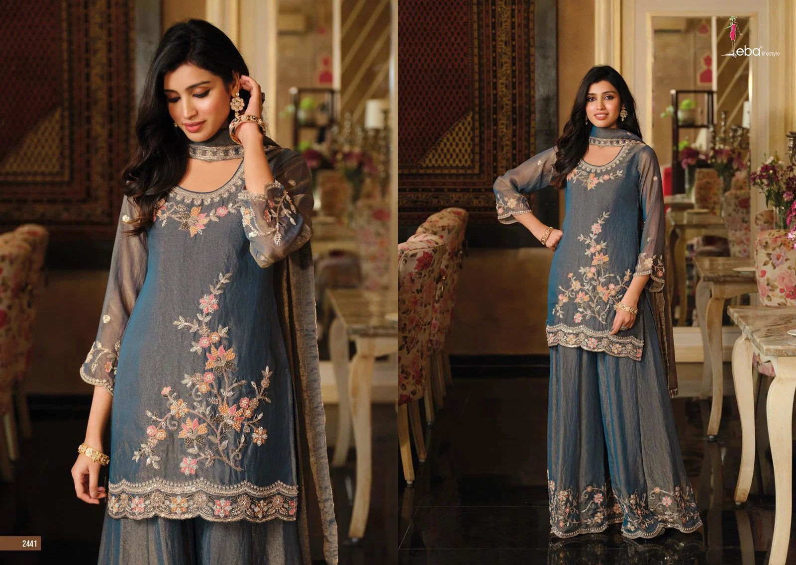 Women traditional salwar kameez thread work with dupatta set