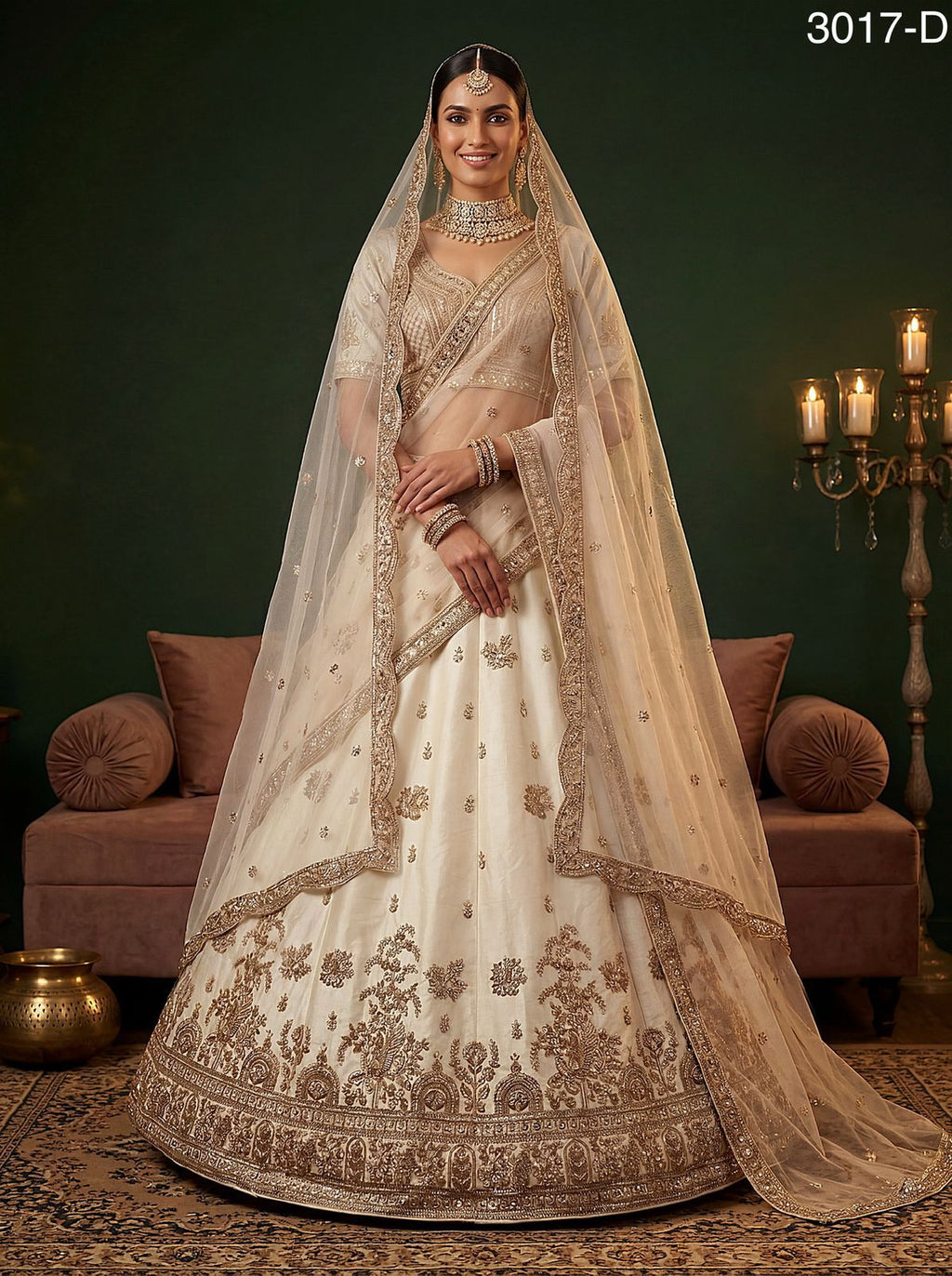 Women Indian traditional wedding lehenga choli with net dupatta long dress