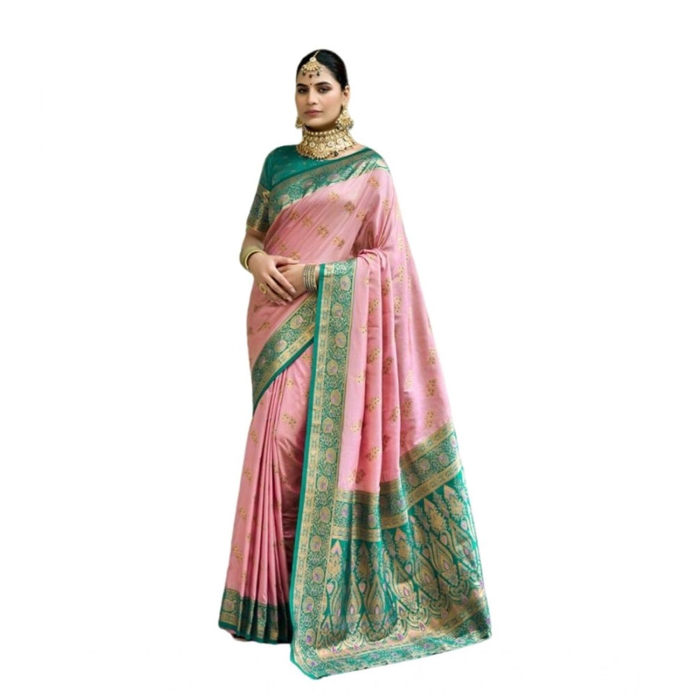 Women silk blend saree booti work ready to wear Indian traditional saree