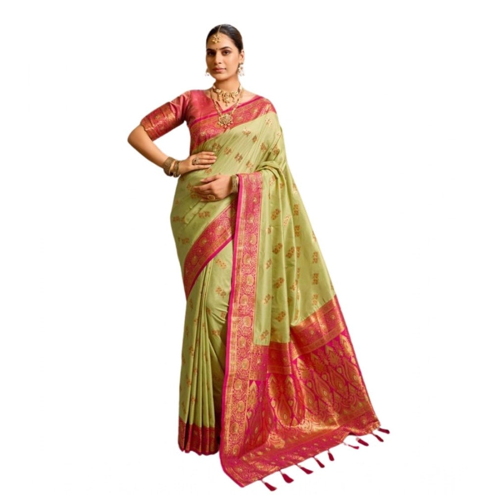 Women silk blend saree booti work ready to wear Indian traditional saree