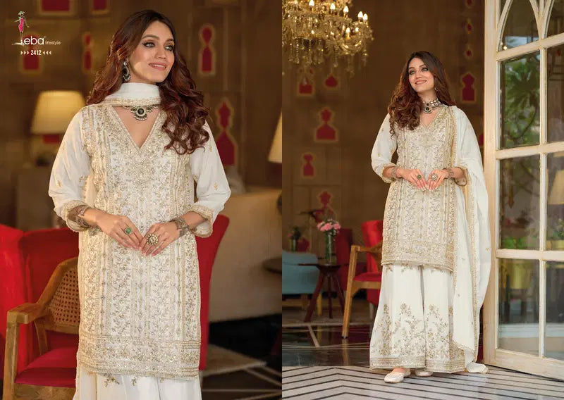 Women traditional chinon embroidered salwar suit set
