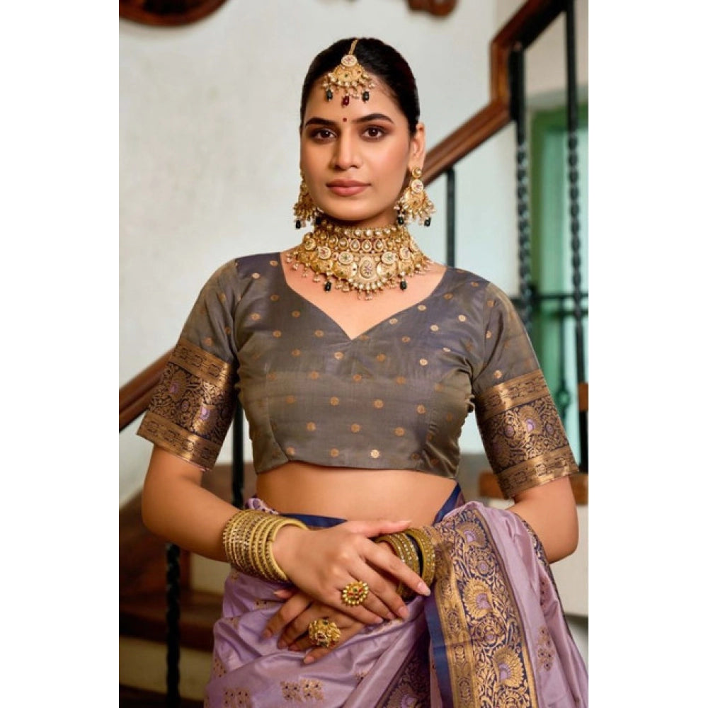 Women silk blend saree booti work ready to wear Indian traditional saree
