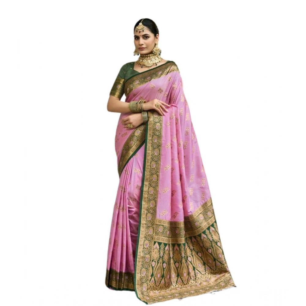 Women silk blend saree booti work ready to wear Indian traditional saree
