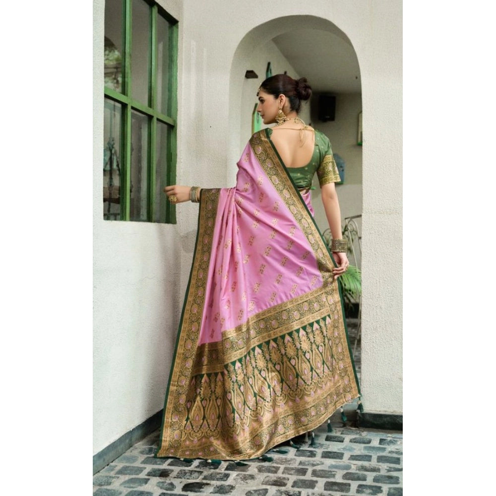Women silk blend saree booti work ready to wear Indian traditional saree