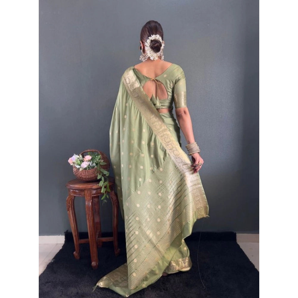 Women satin printed saree with border and unstitched blouse